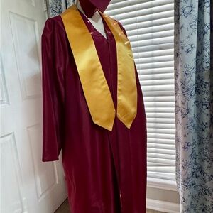 Elegant Burgundy and Gold Graduation Gown Set